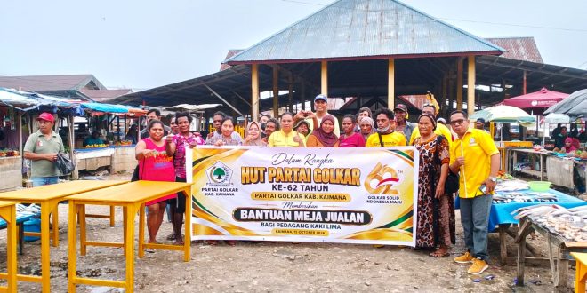 Kado HUT ke-62, DPD Partai Golkar Kaimana Siapkan 200 Unit Meja Jualan untuk Pedagang